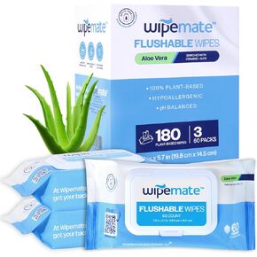 مناديل مبللة للمؤخرة مقاس XL قابلة للغسل، مصنوعة/مع فيتامين E والصبار المهدئ، 99% ماء، مناديل صحية فائقة النعومة وغير معطرة، آمنة للصرف الصحي والصرف الصحي، 12 عبوة فاخرة قابلة للطي، 60 منديلًا لكل عبوة (720) عددًا in Kuwait