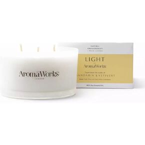 Aromaworks Light Mandarin & Vetivert 3 Wick Candle | Creates a Calm Enhancing Atmosphere | Provides a Sense of Happiness | Naturally Scented | 100% Pure Essential Oils | 14.1 Oz