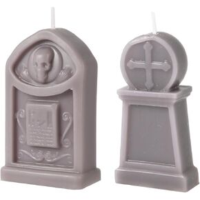 2pcs Tombstone candles, Halloween Decoration Candles Cross Gravestone Candle Creepy Tombstone Shaped Candles Decorations for Home Halloween Party Room Table Decor (Black)