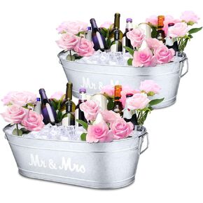 2 Pcs Halloween Pumpkin Galvanized Buckets with Handles,5.5 Gallons Large Halloween Candy Bowl,Metal Galvanized Tubs for Drink,Ice Buckets for Halloween Party Favors Bar Event Supplies(Trick or Treat)