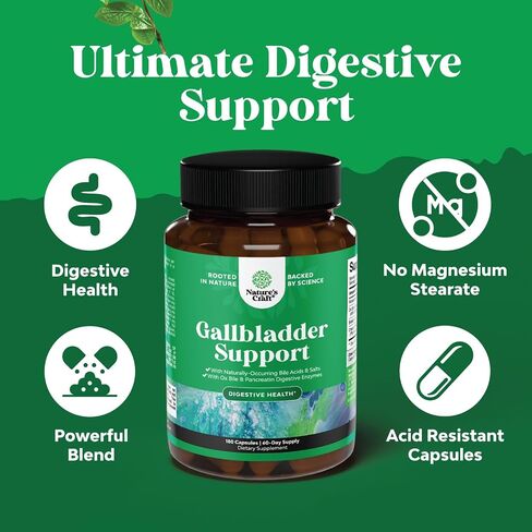 Ox Bile Salts for Gallbladder Support - Purified Bile Salts Supplement with Pancreatin Digestive Enzymes Ox Bile & Betaine HCL - Ox Bile Supplements for No Gallbladder & Digestive Health - 20 Days in Saudi Arabia