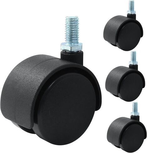 4 Pcs 1.5 Inch Black Plastic Swivel Caster Wheels,M8 Threaded Stem Caster Wheels Replacement for Chair Furniture (with Locking Brakes,M8 x 20mm Threaded) in Saudi Arabia