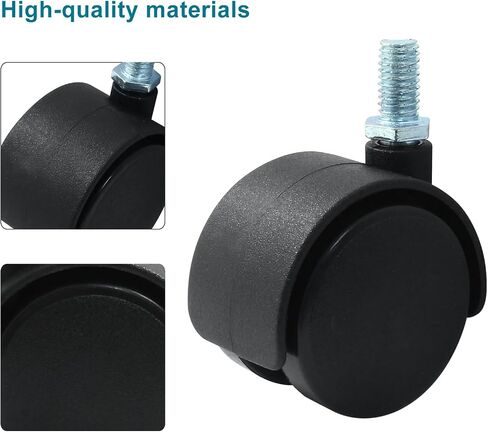 4 Pcs 1.5 Inch Black Plastic Swivel Caster Wheels,M8 Threaded Stem Caster Wheels Replacement for Chair Furniture (with Locking Brakes,M8 x 20mm Threaded) in Saudi Arabia