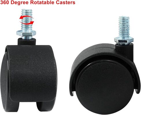 4 Pcs 1.5 Inch Black Plastic Swivel Caster Wheels,M8 Threaded Stem Caster Wheels Replacement for Chair Furniture (with Locking Brakes,M8 x 20mm Threaded) in Saudi Arabia