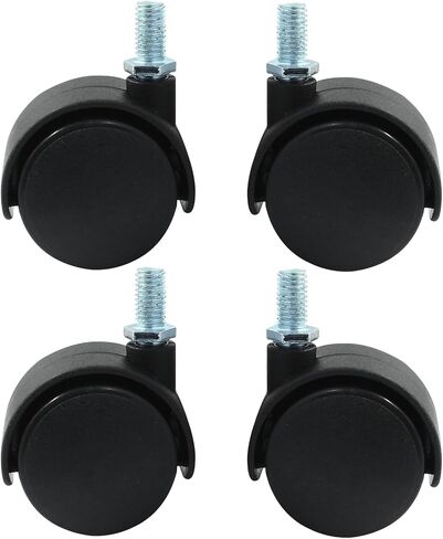 4 Pcs 1.5 Inch Black Plastic Swivel Caster Wheels,M8 Threaded Stem Caster Wheels Replacement for Chair Furniture (with Locking Brakes,M8 x 20mm Threaded) in Saudi Arabia