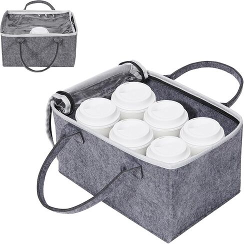 4 Cups Portable Drink Carrier Drink Caddy Collapsible Coffee Cup Carrier with Handles Reusable Drink Carrier for Delivery, Take Out, Travel(Black) in Saudi Arabia