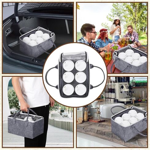 4 Cups Portable Drink Carrier Drink Caddy Collapsible Coffee Cup Carrier with Handles Reusable Drink Carrier for Delivery, Take Out, Travel(Black) in Saudi Arabia