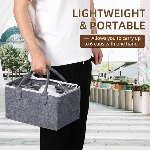 4 Cups Portable Drink Carrier Drink Caddy Collapsible Coffee Cup Carrier with Handles Reusable Drink Carrier for Delivery, Take Out, Travel(Black) in Saudi Arabia
