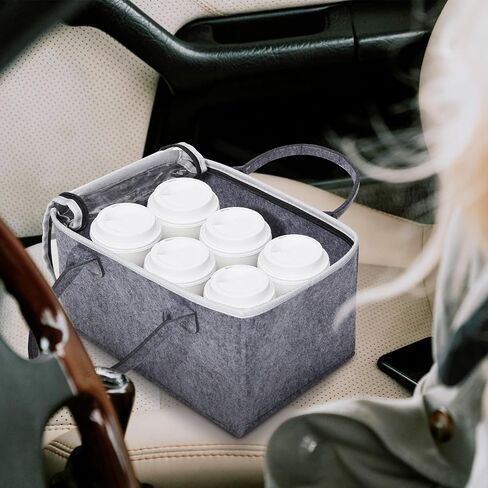 4 Cups Portable Drink Carrier Drink Caddy Collapsible Coffee Cup Carrier with Handles Reusable Drink Carrier for Delivery, Take Out, Travel(Black) in Saudi Arabia