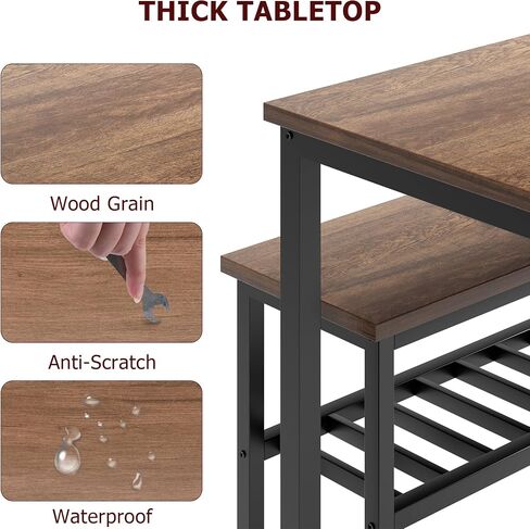 Dining Table Set with Chairs and Bench, Kitchen Table Set for 4, Dining Room Table Set with Storage Racks, Table and Chairs Set for Small Apartment, Kitchen, Dinette Table Set, Grey in Kuwait