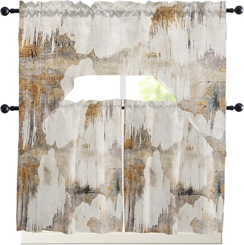 Summer Lemon Swag Kitchen Curtain Sets with Valance, 3 Pieces Rod Pocket Curtain Drapes for Bedroom Living Room Bathroom Cafe Windows, Cute Gnomes Fruit Country French 56''x36'' & 36''x27.5''x2Panels in Saudi Arabia