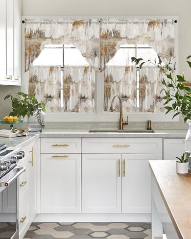 Summer Lemon Swag Kitchen Curtain Sets with Valance, 3 Pieces Rod Pocket Curtain Drapes for Bedroom Living Room Bathroom Cafe Windows, Cute Gnomes Fruit Country French 56''x36'' & 36''x27.5''x2Panels in Saudi Arabia