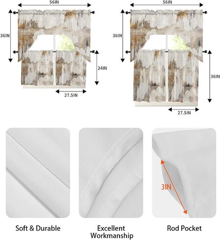 Summer Lemon Swag Kitchen Curtain Sets with Valance, 3 Pieces Rod Pocket Curtain Drapes for Bedroom Living Room Bathroom Cafe Windows, Cute Gnomes Fruit Country French 56''x36'' & 36''x27.5''x2Panels in Saudi Arabia
