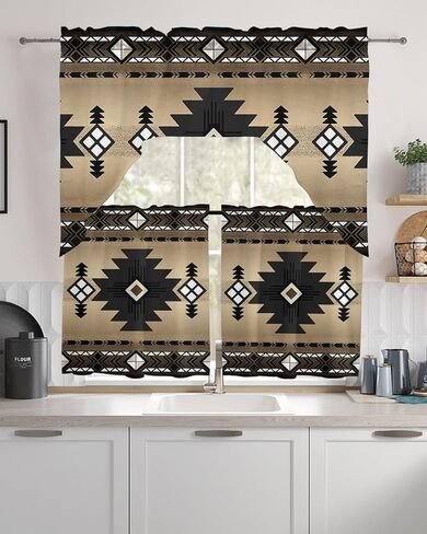 Summer Lemon Swag Kitchen Curtain Sets with Valance, 3 Pieces Rod Pocket Curtain Drapes for Bedroom Living Room Bathroom Cafe Windows, Cute Gnomes Fruit Country French 56''x36'' & 36''x27.5''x2Panels in Kuwait