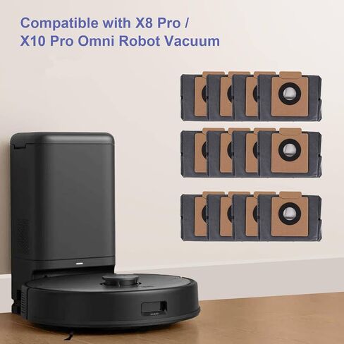 12 عبوة من أكياس الغبار البديلة المتوافقة مع مكنسة Eufy Clean X8 Pro/X10 Pro Omni Robot، جزء إكسسوارات حقيبة بديلة ذات سعة كبيرة للاستعمال مرة واحدة in Saudi Arabia