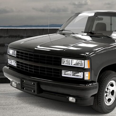 C-Shaped LED DRL Headlights+ Corner/Bumper Lamps Compatible with 1988-1993 Chevy C/K 1500-3500 Suburban CAAP-C1088-8P-LB2-CHAM-HL in Kuwait