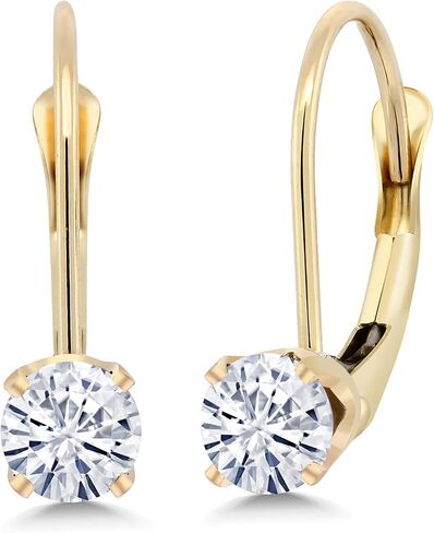 Gem Stone King 14K Yellow Gold Pink Tourmaline Leverback Earrings For Women (0.48 Cttw, Gemstone October Birthstone, Round 4MM) in Saudi Arabia