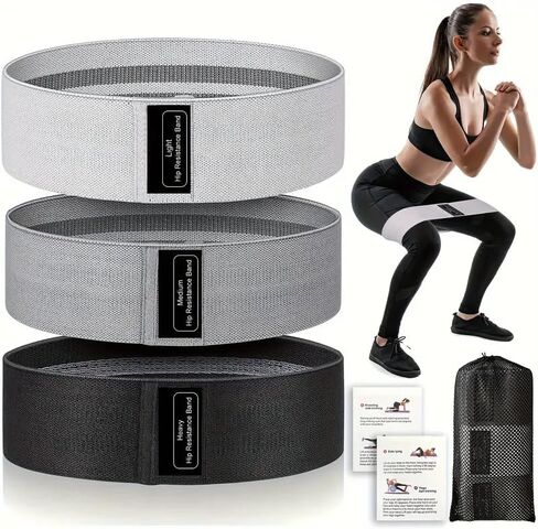 Hip Resistance Bands - Fabric Hip Bands - Cotton Non-Slip Hip Thruster Loop Band Set - for Glute Activation, Leg Exercise and Fitness Workout in Saudi Arabia
