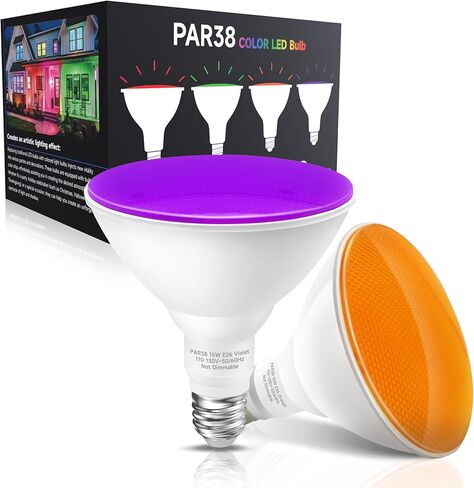 PAR38 LED Bug Light Bulbs for Outdoor, 150-200W Equivalent Flood Light Bulbs Amber Yellow, 15W 1300LM, Not-dimmable, E26 Base for Porch, Party, Backyard, 2 Pack in Saudi Arabia