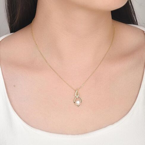 Pearl Necklace 7-8mm Genuine Freshwater Pearl Necklace for Women 925 Sterling Silver Infinity Pearl Necklace Pendant Jewelry Gifts for Women Her Mom in Saudi Arabia