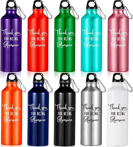 Amyhill 10 قطع من هدايا تقدير الموظفين، زجاجة مياه شكرًا لك، 25oz، أفضل فريق على الإطلاق، زجاجة مياه من الألومنيوم خفيفة الوزن ومضادة للتسرب مع غطاء لصالة الألعاب الرياضية والتخييم والمشي لمسافات طويلة (النمط الكلاسيكي) in Kuwait