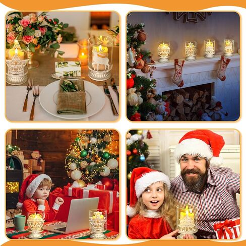 مجموعة Havawish مكونة من 4 حامل شموع على شكل عمود عيد الميلاد، ديكورات طاولة مزرعة ريفية، تصميم معدني أبيض عتيق، حامل شموع زجاجية لعيد الميلاد، حامل شموع على شكل إعصار، قطع مركزية لطاولات الحفلات, 4.72 x 2.95'' in Kuwait