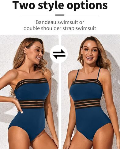 Holipick One Piece Swimsuits Tummy Control Strapless Bathing Suits for Women Slimming Bandeau Tube Swimswear Leopard in Saudi Arabia