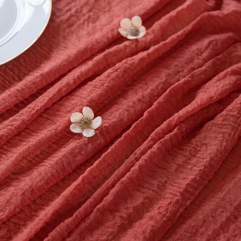 مفرش طاولة من القماش القطني مقاس 35 × 120 بوصة من قماش بوهو الشاش الشفاف، مفرش طاولة من قماش الجبن بطول 10 أقدام، ديكورات مركزية للطاولة لحفلات الزفاف الأنيقة وحفلات الزفاف (أبيض) in Kuwait