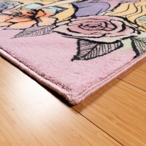 Disney Gertmenian Princess Rug Animal Playmat Kids Toys Throw Area Carpet Play Mat, Large 54x78, Pink Multicolored in Saudi Arabia