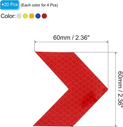 PATIKIL Reflective Stickers, 20 Pack 2.36 x 2.36 Inch Waterproof Adhesive High Visibility Night Caution Warning Arrow Shape Safety Tape Reflector for Trucks Trailers Cars, 5 Colors in Saudi Arabia