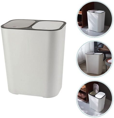 سلة مهملات مزدوجة، سلة قمامة للمطبخ مكونة من مقصورتين، سلة قمامة بلاستيكية جافة ورطبة، سلة مهملات، سلة مهملات، صندوق قمامة، حاوية قمامة للمنزل، سعة 15 لتر in Saudi Arabia
