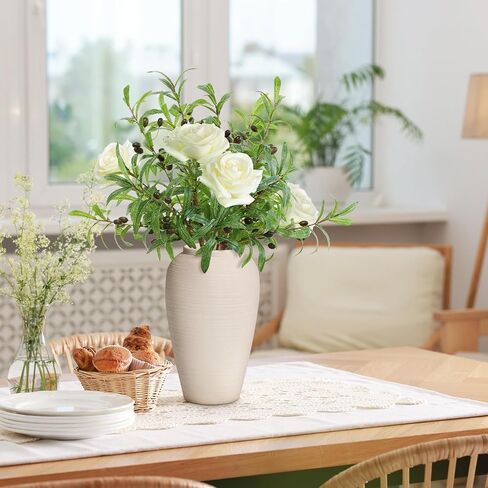 ucky Olive Branches, Realistic Coffee Colored Branches and Fruits, Green Olive Branch False Leaf Vase Decoration,for Home Table Center Decoration,Greenery Stems in Saudi Arabia