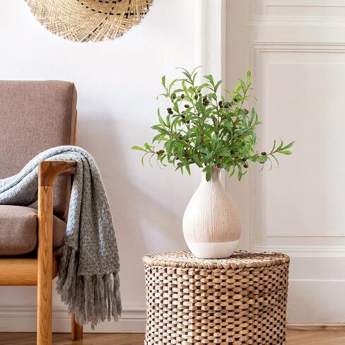ucky Olive Branches, Realistic Coffee Colored Branches and Fruits, Green Olive Branch False Leaf Vase Decoration,for Home Table Center Decoration,Greenery Stems in Saudi Arabia