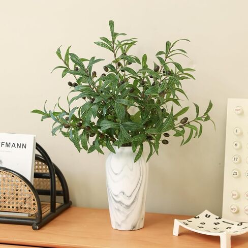 ucky Olive Branches, Realistic Coffee Colored Branches and Fruits, Green Olive Branch False Leaf Vase Decoration,for Home Table Center Decoration,Greenery Stems in Saudi Arabia