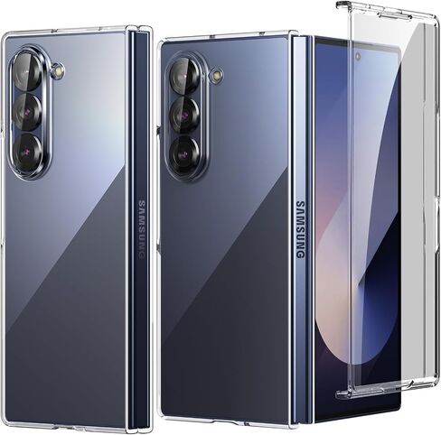Foluu Clear Case for Samsung Galaxy Z Fold 5 with Front Built-in Screen Protector - Scratch Resistant Hard PC Back Bumper Protective Shockproof Cover for Samsung Galaxy Z Fold5 5G 2023 in Saudi Arabia