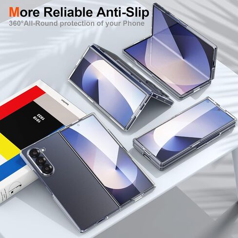 Foluu Clear Case for Samsung Galaxy Z Fold 5 with Front Built-in Screen Protector - Scratch Resistant Hard PC Back Bumper Protective Shockproof Cover for Samsung Galaxy Z Fold5 5G 2023 in Saudi Arabia