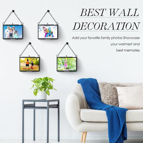 Thyle 8 Pieces 3.5 x 2.5 Inch Glass Frame for DIY Pressed Flowers Art, Brass Hanging Photo Frame Clear DIY Pressed Flower Wall Art with Chain Floating Glass Frame Dried Flower Frame for Display in Saudi Arabia