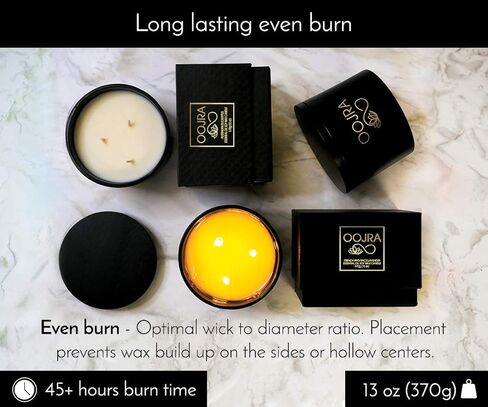 شمعة معطرة بزيت الصويا العطري، كبيرة 3 فتائل مع غطاء وصندوق هدايا 13oz معطرة باللافندر الفرنسي (+ خيارات رائحة أخرى) من Oojra in Saudi Arabia