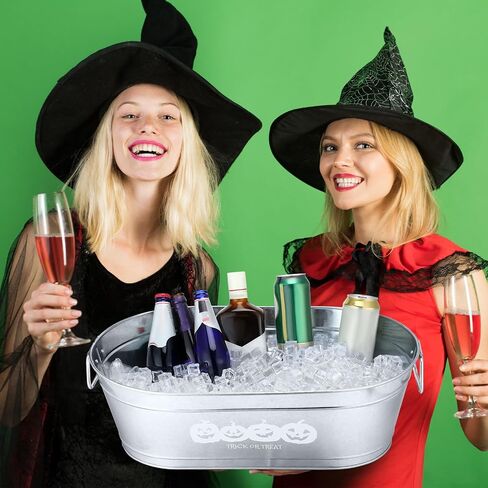 2 Pcs Halloween Pumpkin Galvanized Buckets with Handles,5.5 Gallons Large Halloween Candy Bowl,Metal Galvanized Tubs for Drink,Ice Buckets for Halloween Party Favors Bar Event Supplies(Trick or Treat) in Saudi Arabia