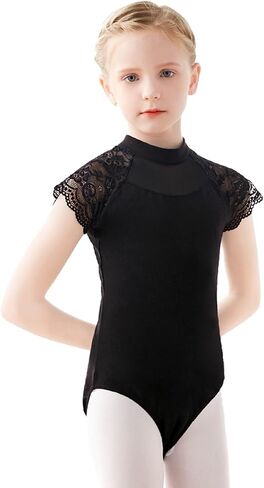 High Neck Ballet Leotards Lace Dance Costume for Toddler, Little/Big Girls, Little/Big Kids in Saudi Arabia