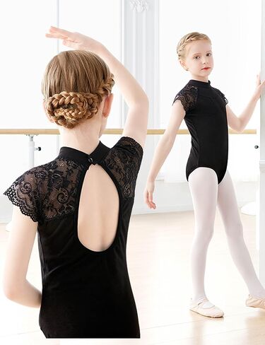 High Neck Ballet Leotards Lace Dance Costume for Toddler, Little/Big Girls, Little/Big Kids in Saudi Arabia
