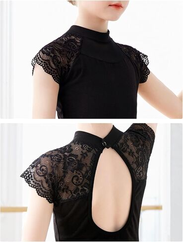 High Neck Ballet Leotards Lace Dance Costume for Toddler, Little/Big Girls, Little/Big Kids in Saudi Arabia