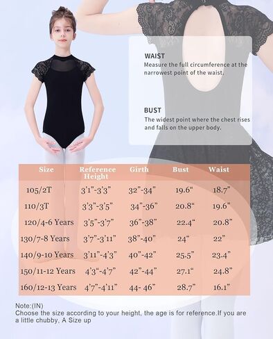 High Neck Ballet Leotards Lace Dance Costume for Toddler, Little/Big Girls, Little/Big Kids in Saudi Arabia
