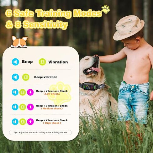 Smart Training Collar for Dog: Automatic Anti Barking Collar Rechargeable Waterproof Bark Collars with Adjustable Sensitivity Beep Vibration Shock Design for Large Medium Small Dogs (orange) in Saudi Arabia