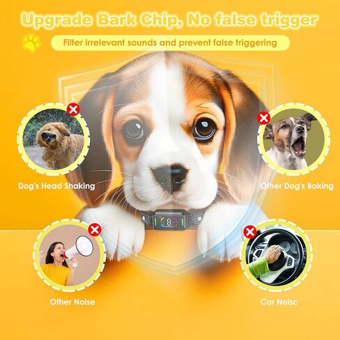 Smart Training Collar for Dog: Automatic Anti Barking Collar Rechargeable Waterproof Bark Collars with Adjustable Sensitivity Beep Vibration Shock Design for Large Medium Small Dogs (orange) in Saudi Arabia