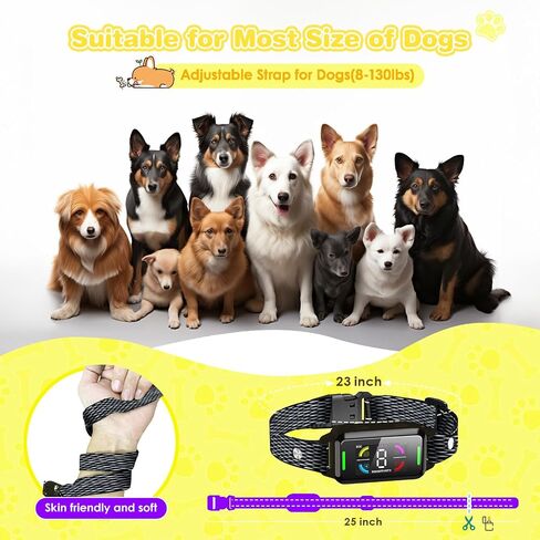 Smart Training Collar for Dog: Automatic Anti Barking Collar Rechargeable Waterproof Bark Collars with Adjustable Sensitivity Beep Vibration Shock Design for Large Medium Small Dogs (orange) in Saudi Arabia