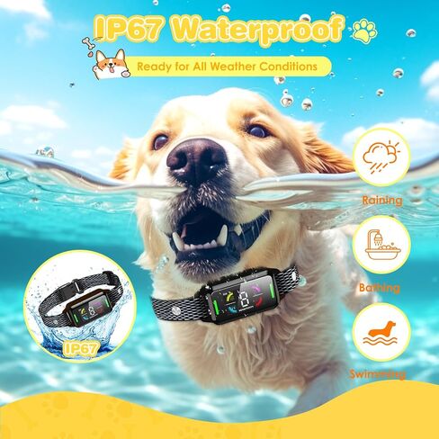 Smart Training Collar for Dog: Automatic Anti Barking Collar Rechargeable Waterproof Bark Collars with Adjustable Sensitivity Beep Vibration Shock Design for Large Medium Small Dogs (orange) in Saudi Arabia