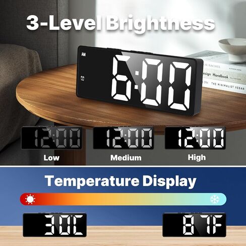 Digital Alarm Clock, 2024 Large LED Display Alarm Clock for Bedroom, USB/Battery Powered Digital Clock, Brightness Adjustment, Dual Power Supply, 12/24H in Saudi Arabia