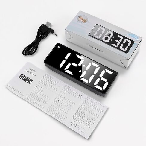 Digital Alarm Clock, 2024 Large LED Display Alarm Clock for Bedroom, USB/Battery Powered Digital Clock, Brightness Adjustment, Dual Power Supply, 12/24H in Saudi Arabia