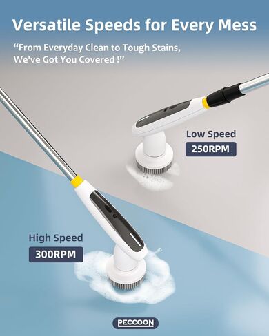 Electric Spin Scrubber, 2024 New Super Quiet Power Cleaning Brush for Bathroom Floor Tile with Long Handle, Cordless Shower Brush with 7 Replaceable Brush Heads, 120Mins Work Time, Dual Speeds in Saudi Arabia